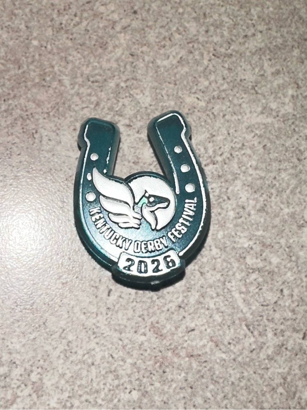 Kentucky Derby Festival 2026 Horseshoe Pin Brooch - Green and White